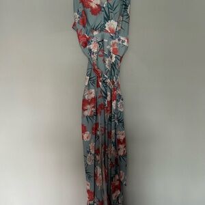Elegant Floral Print One-piece, flowy pant legs